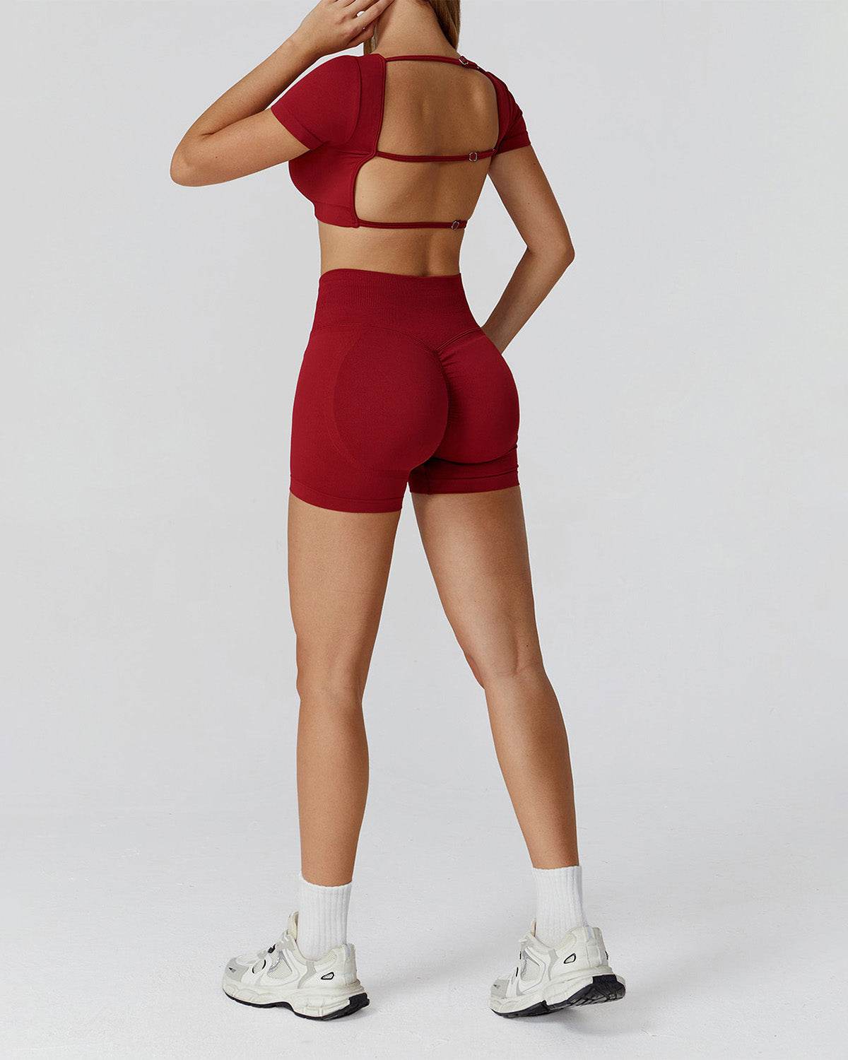 Athletic Wear with Short Sleeve Crop Top and Short - Artadvier