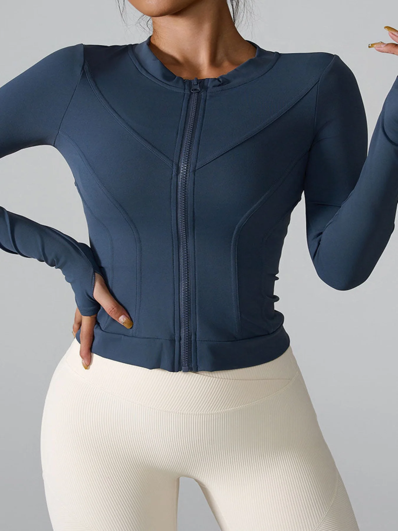 Slim Fit Workout Jacket Full Zip Long Sleeve Athletic Coat - Artadvier