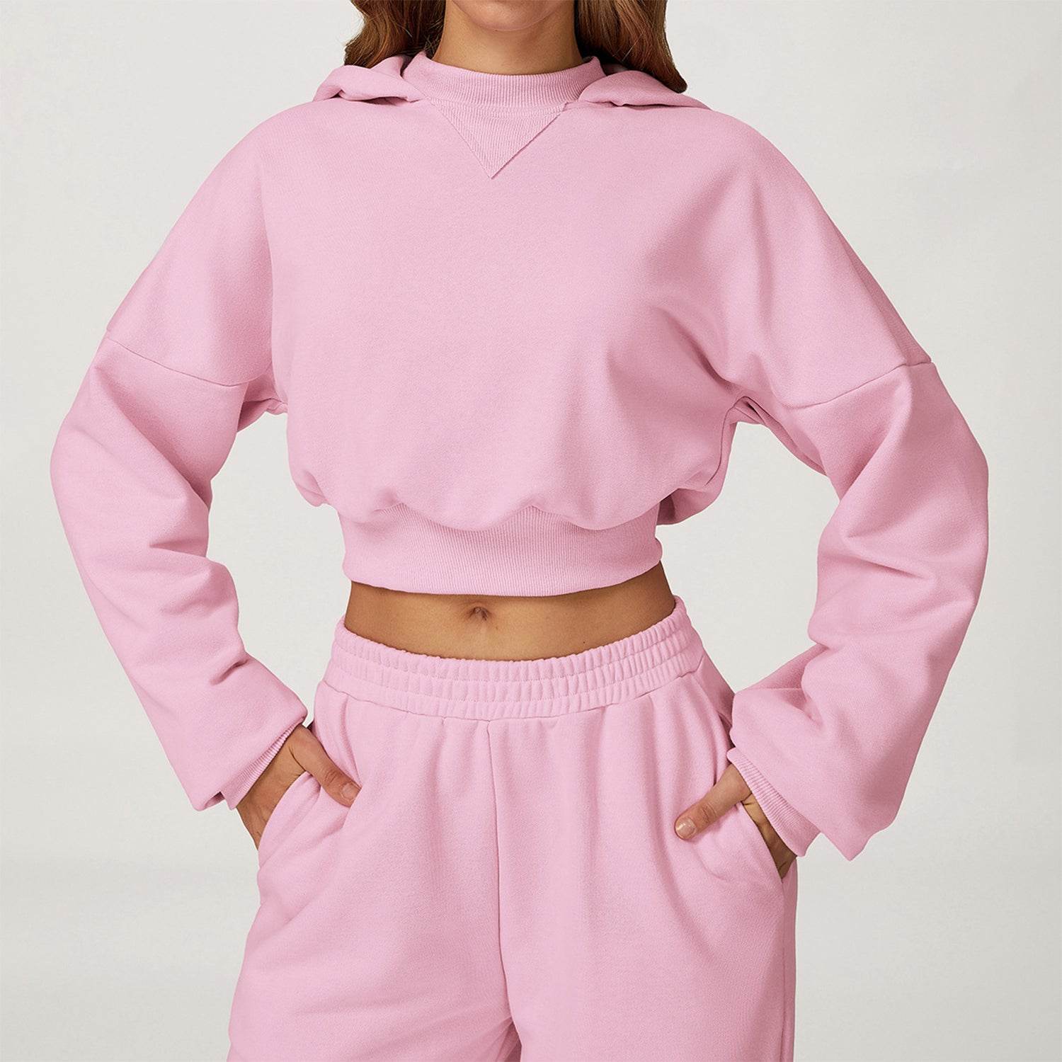 Long Sleeve Crop Sweatshirt Casual Hoodie - Artadvier