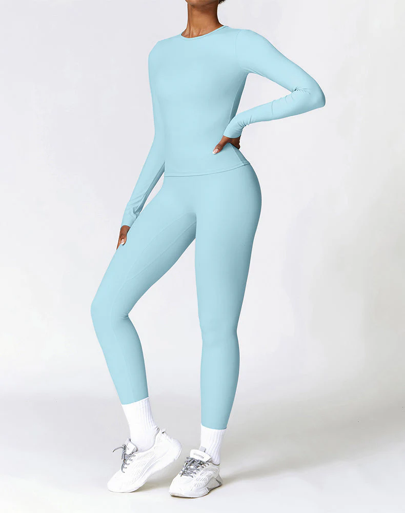 Athletic Wear with Long Sleeve Slim Fit T-Shirt and Legging - Artadvier