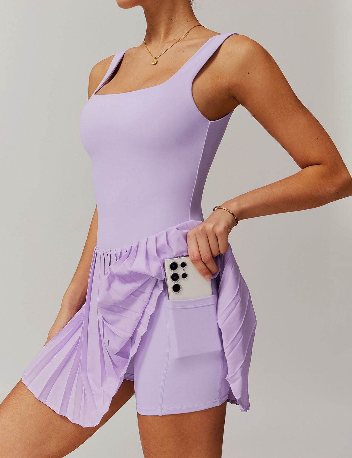 One Piece Tennis Dress with Shorts and Hidden Pockets - Artadvier
