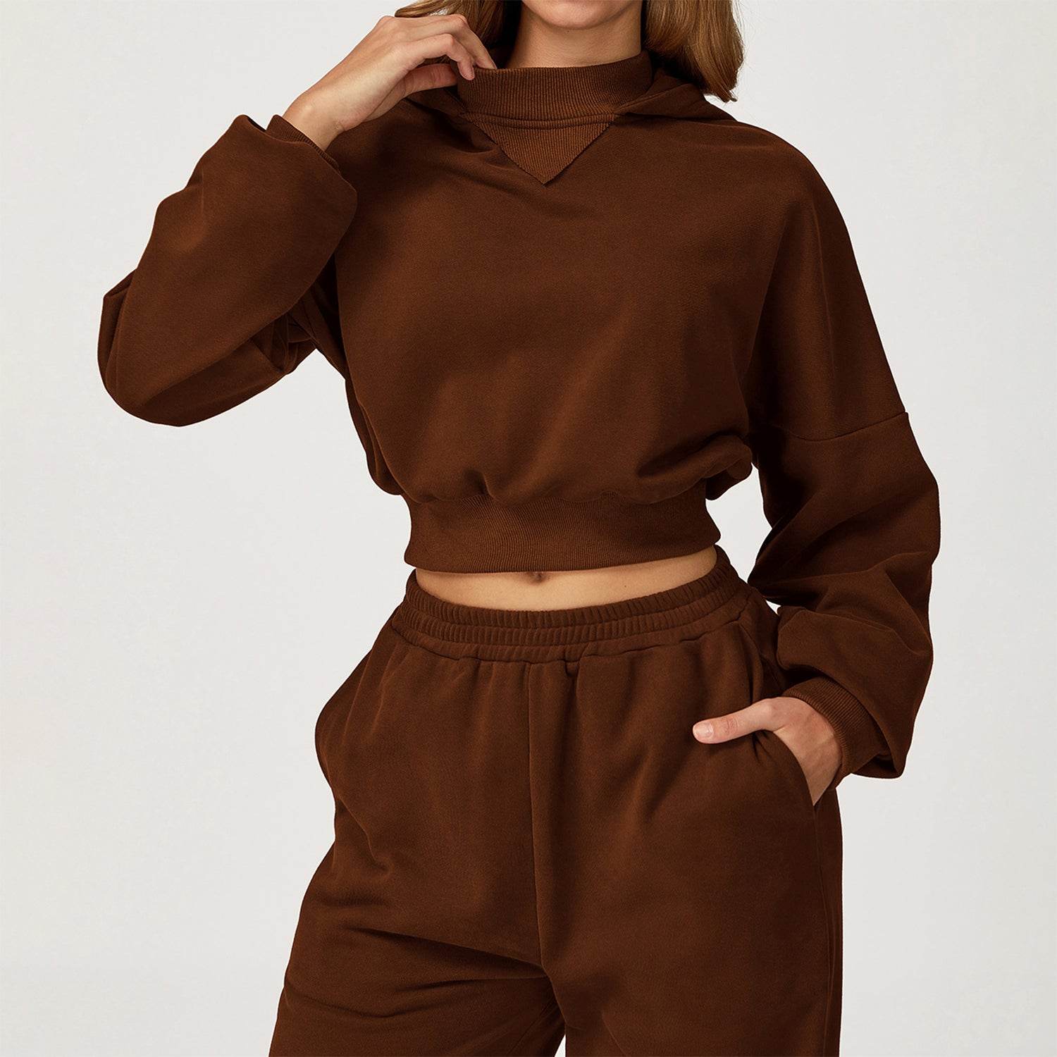 Long Sleeve Crop Sweatshirt Casual Hoodie - Artadvier