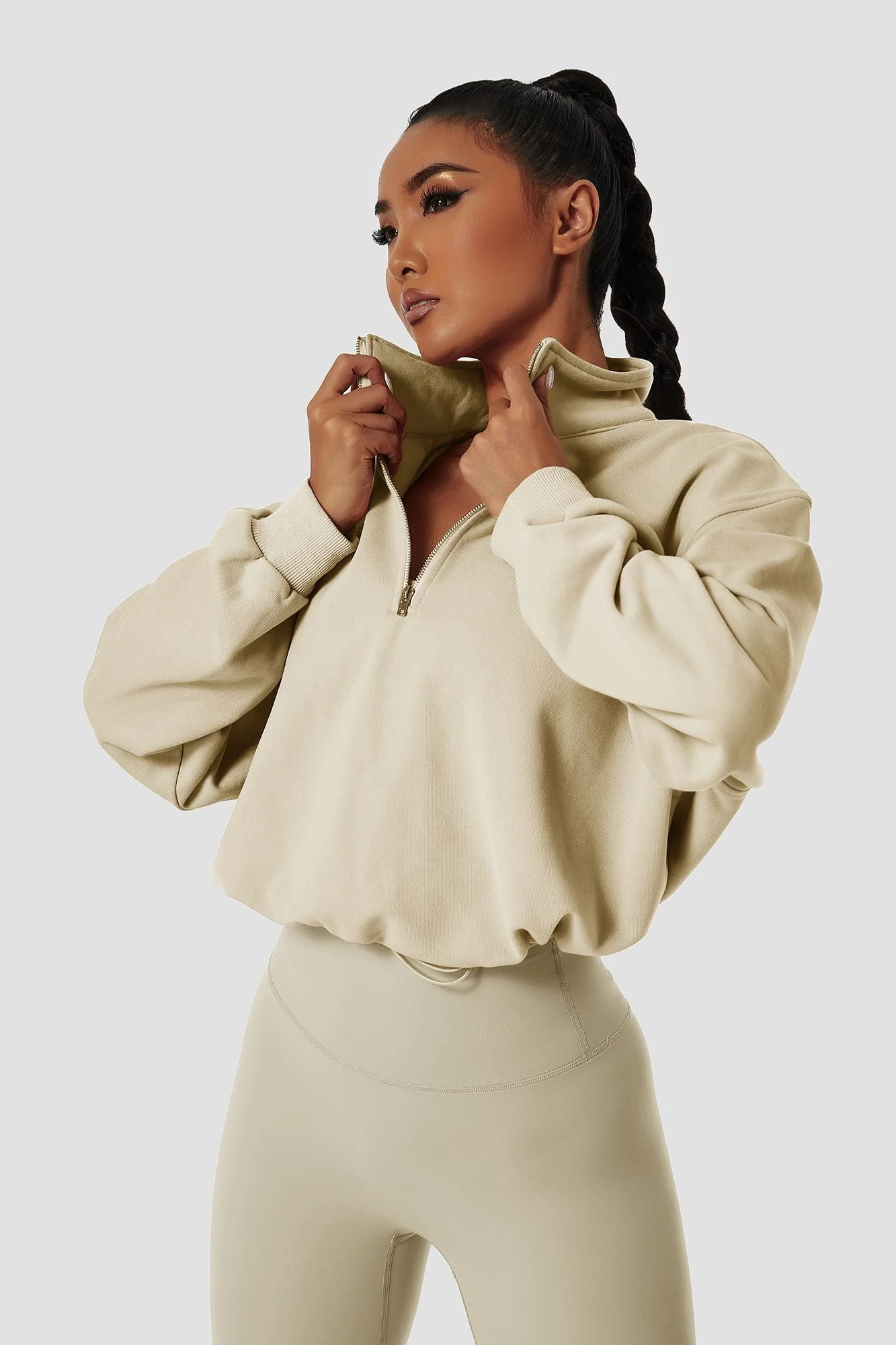 Half-Zip Pullover Sweatshirt Relaxed Fit - Artadvier