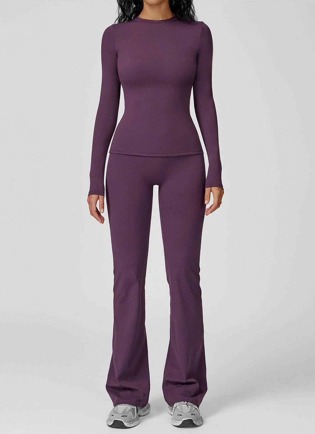 Sports Wear with Long Sleeve T-Shirt and Flared Leg Pants - Artadvier