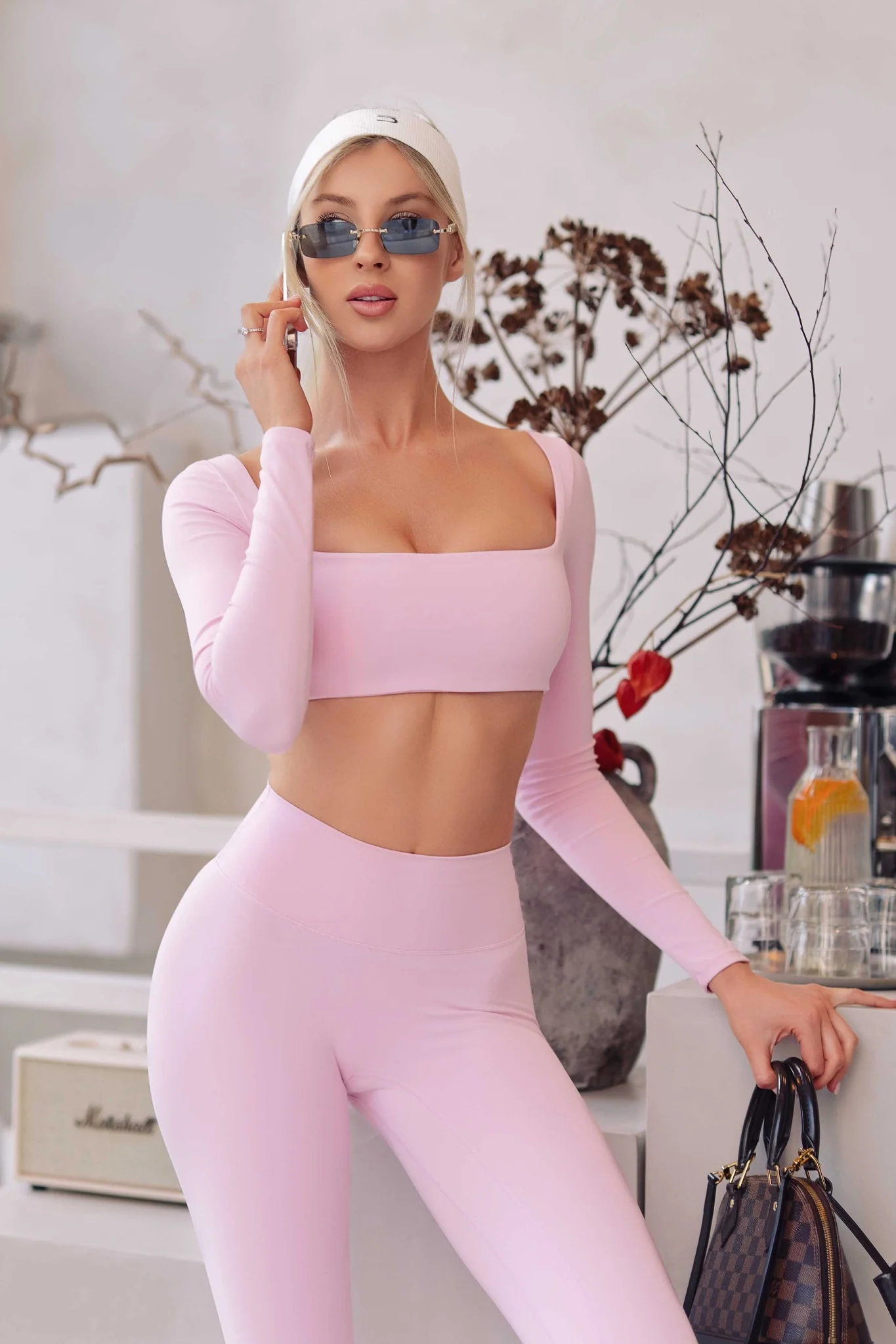 Square Neck Long Sleeve Crop Top - Artadvier