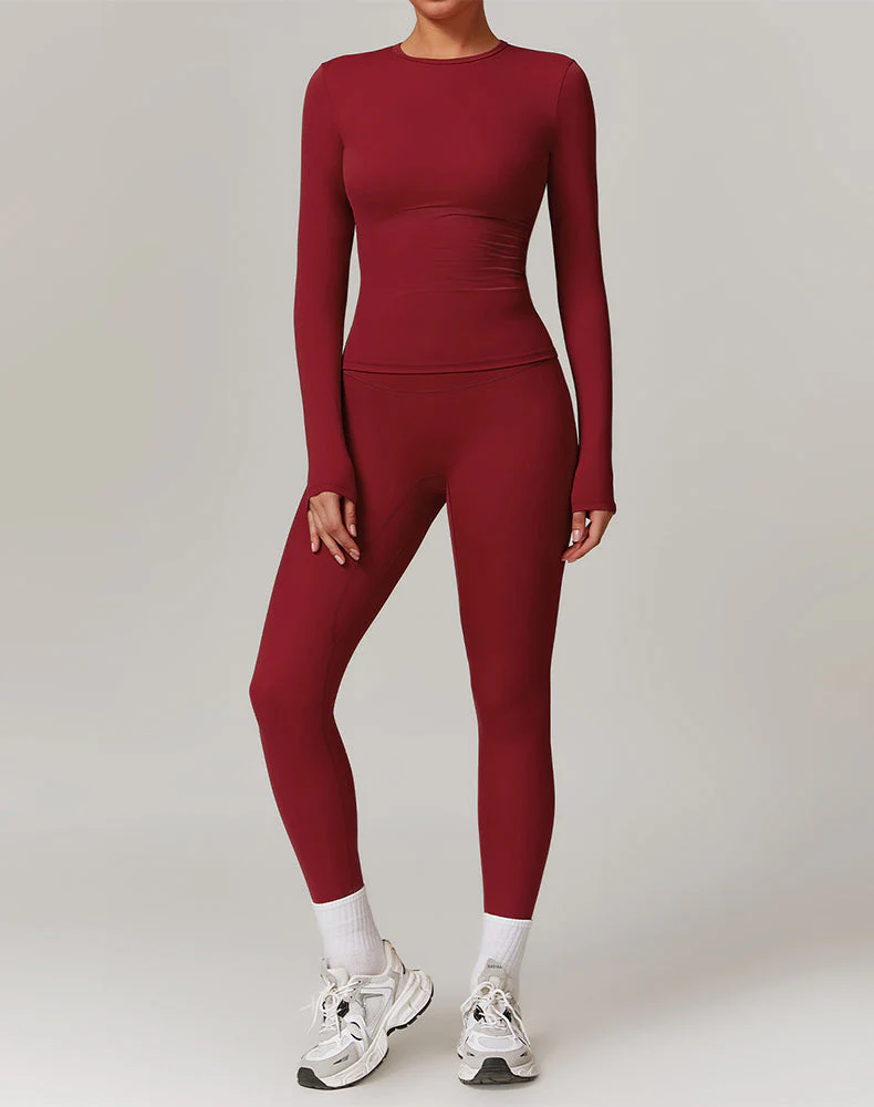 Athletic Wear with Long Sleeve Slim Fit T-Shirt and Legging - Artadvier