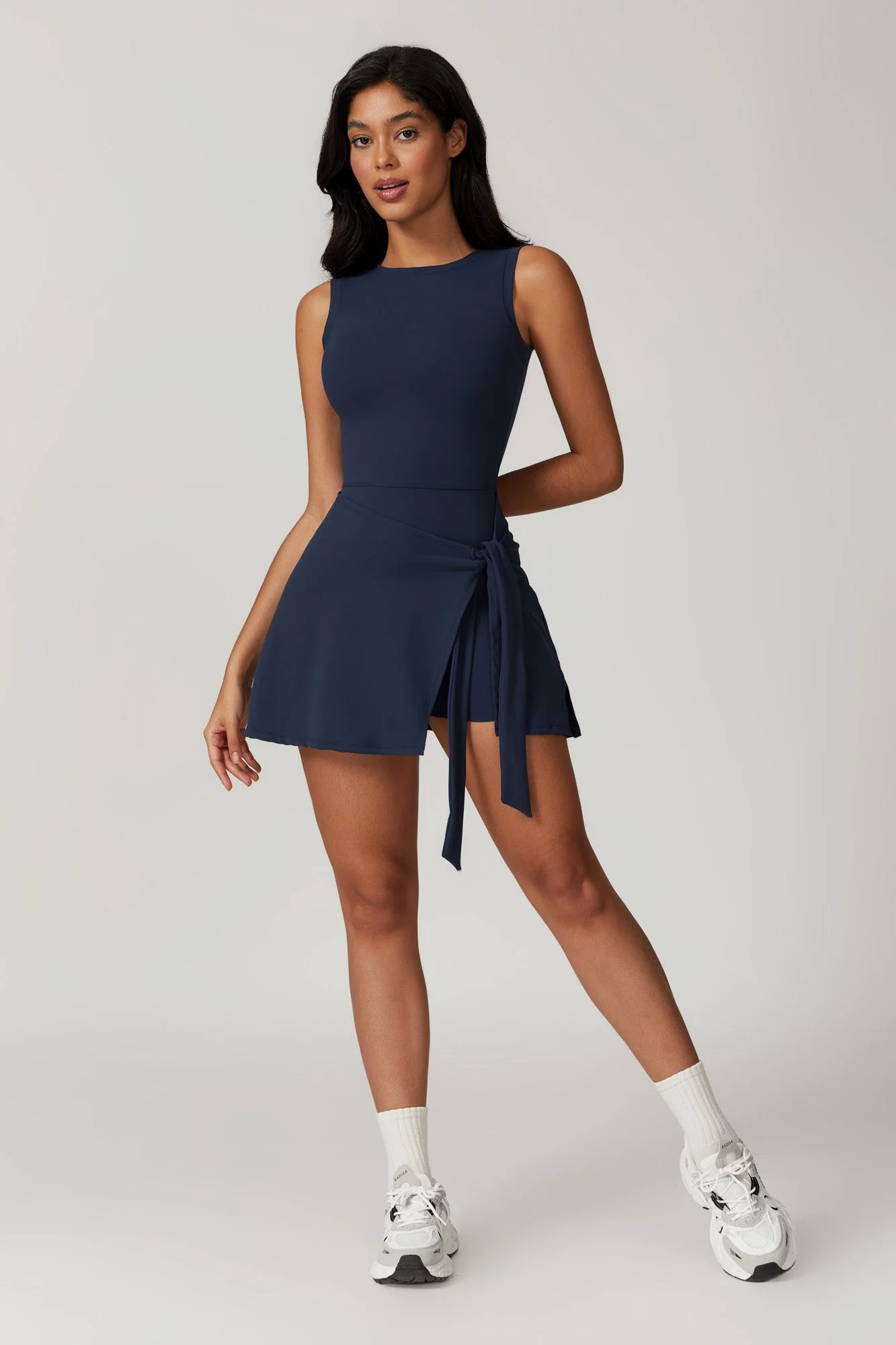 Side Tie Tennis Dress with Racerback Design - Artadvier