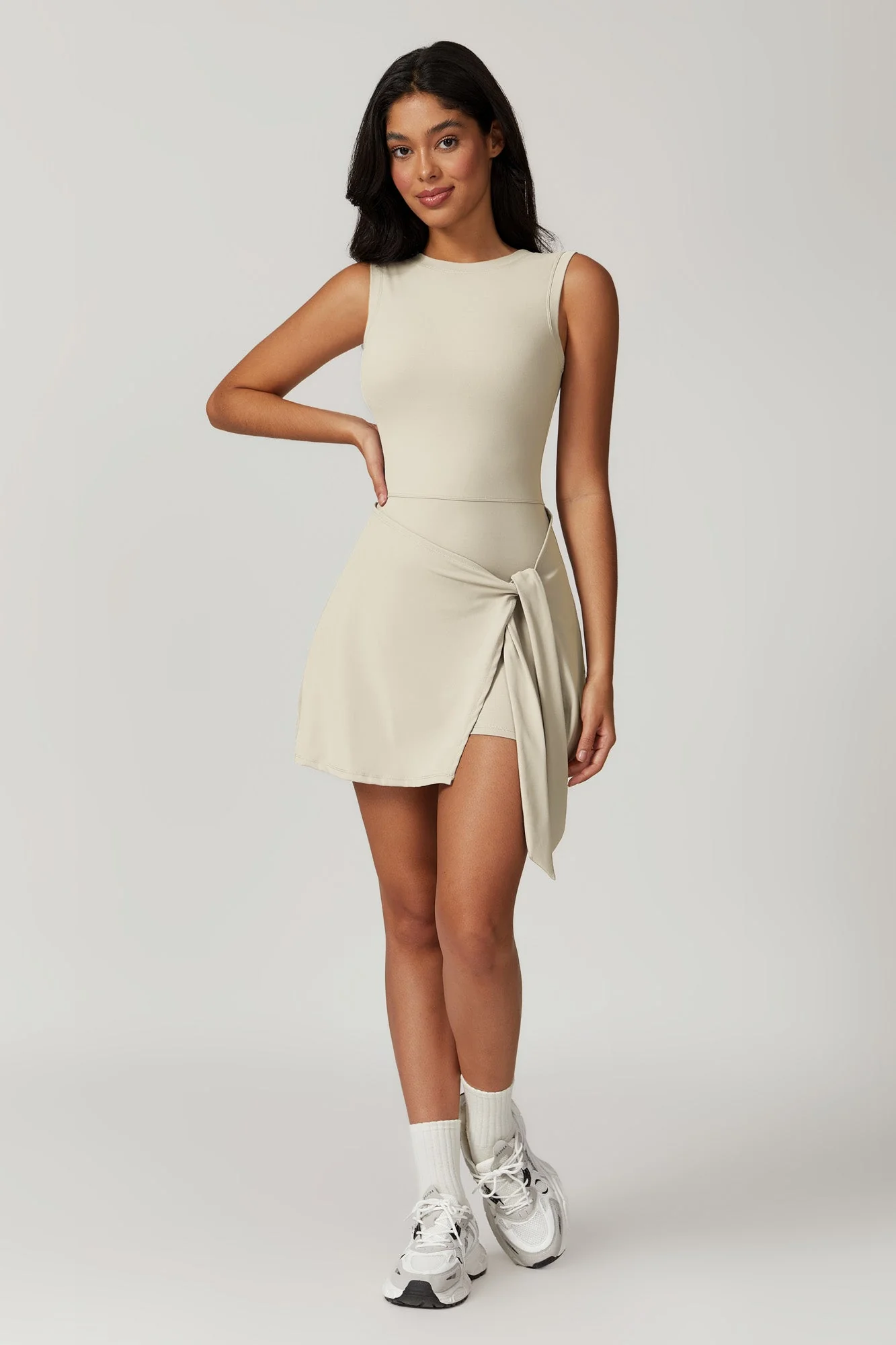 Side Tie Tennis Dress with Racerback Design - Artadvier