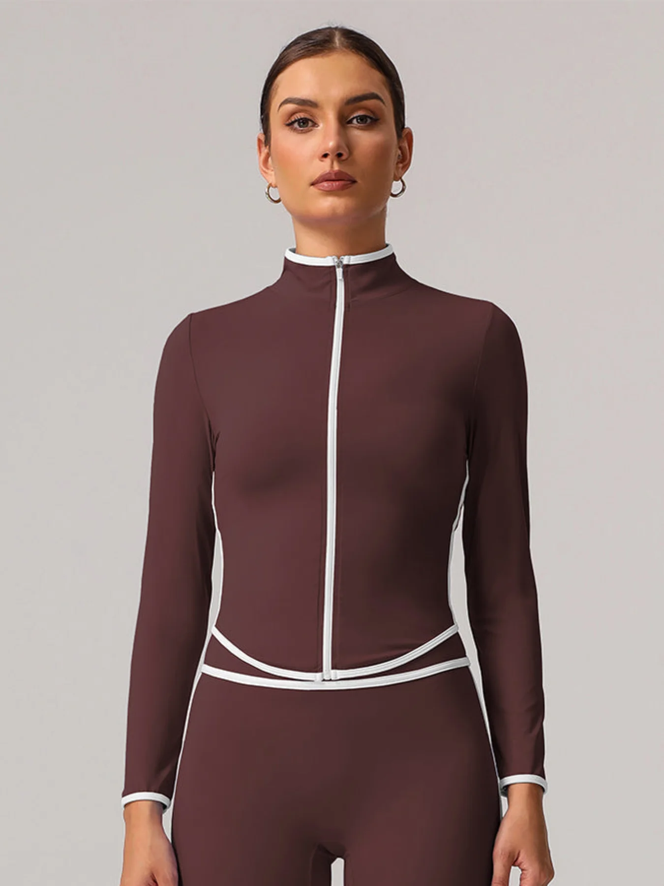 Full Zip Athletic Jacket Contrast Color Running Coat - Artadvier