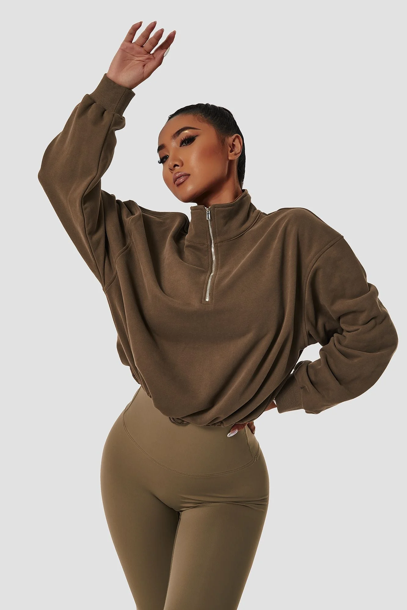 Half-Zip Pullover Sweatshirt Relaxed Fit - Artadvier