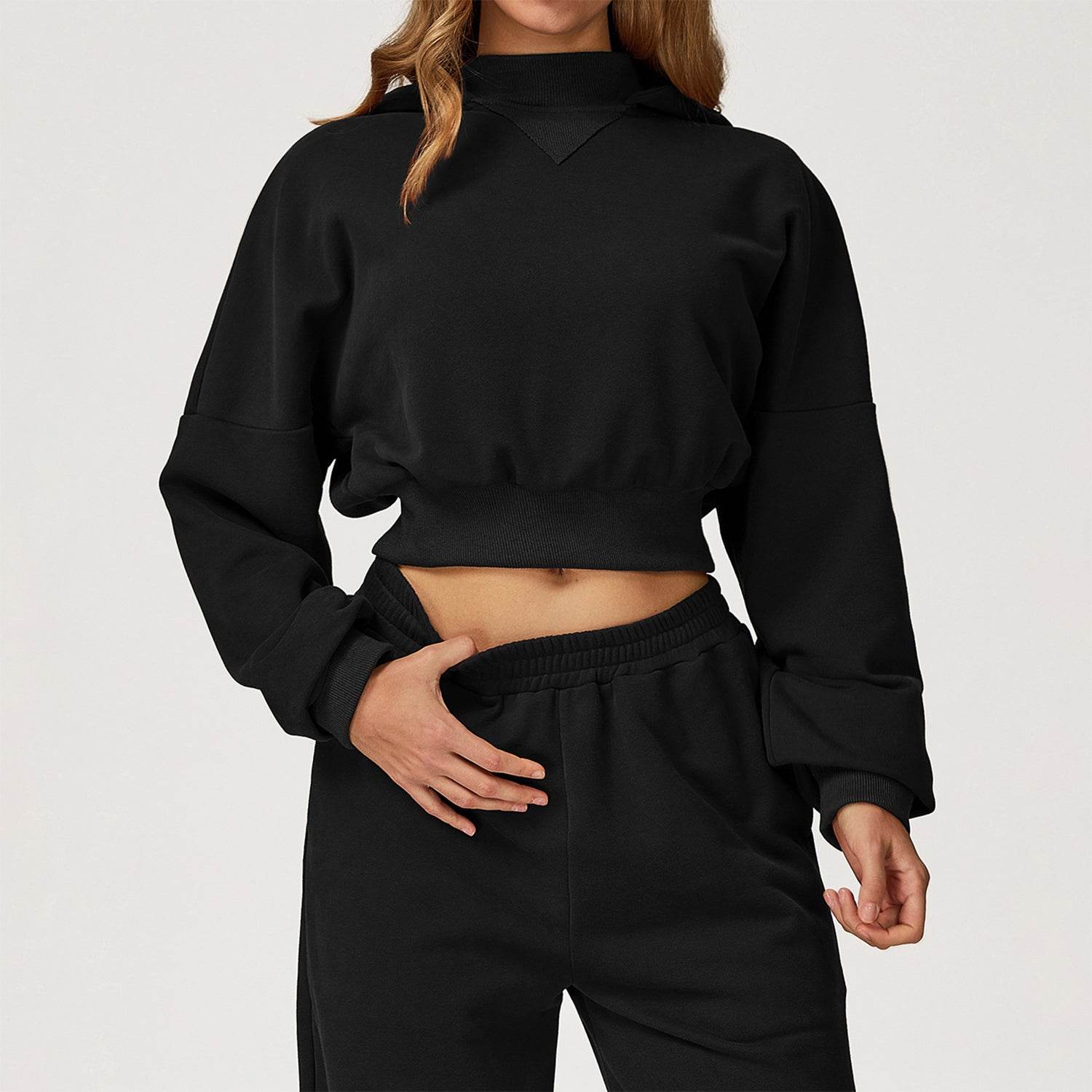Long Sleeve Crop Sweatshirt Casual Hoodie - Artadvier