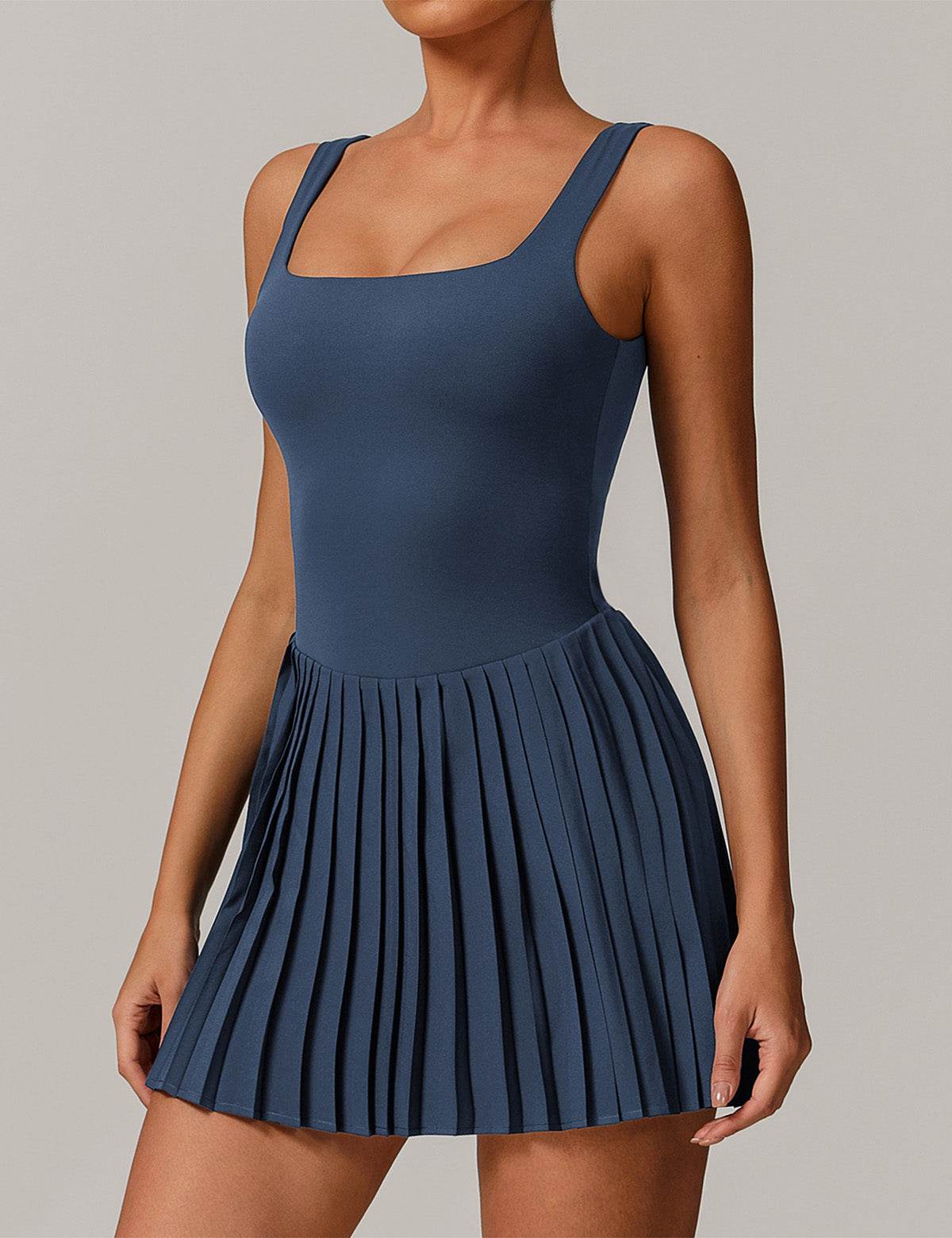 One Piece Tennis Dress with Shorts and Hidden Pockets - Artadvier