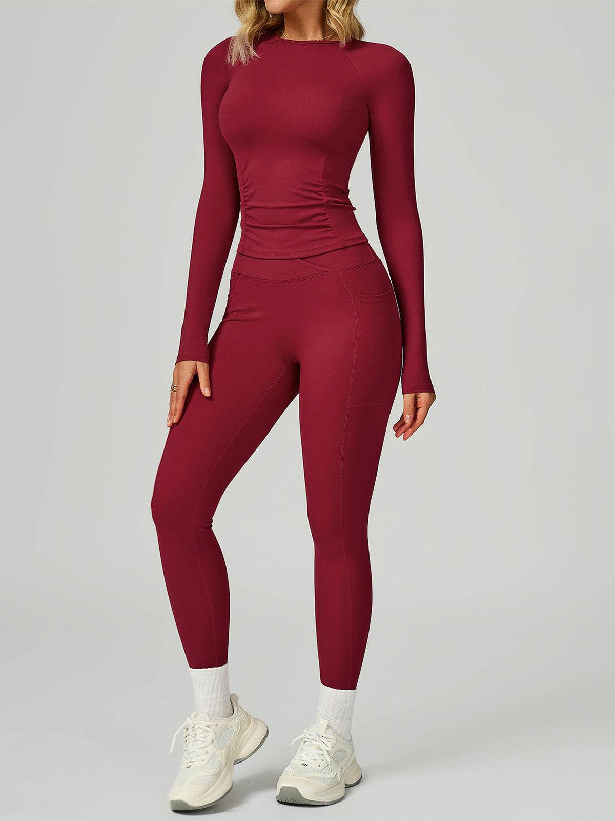 Sport Set with Long Sleeve Crew Neck T-Shirt and Legging - Artadvier