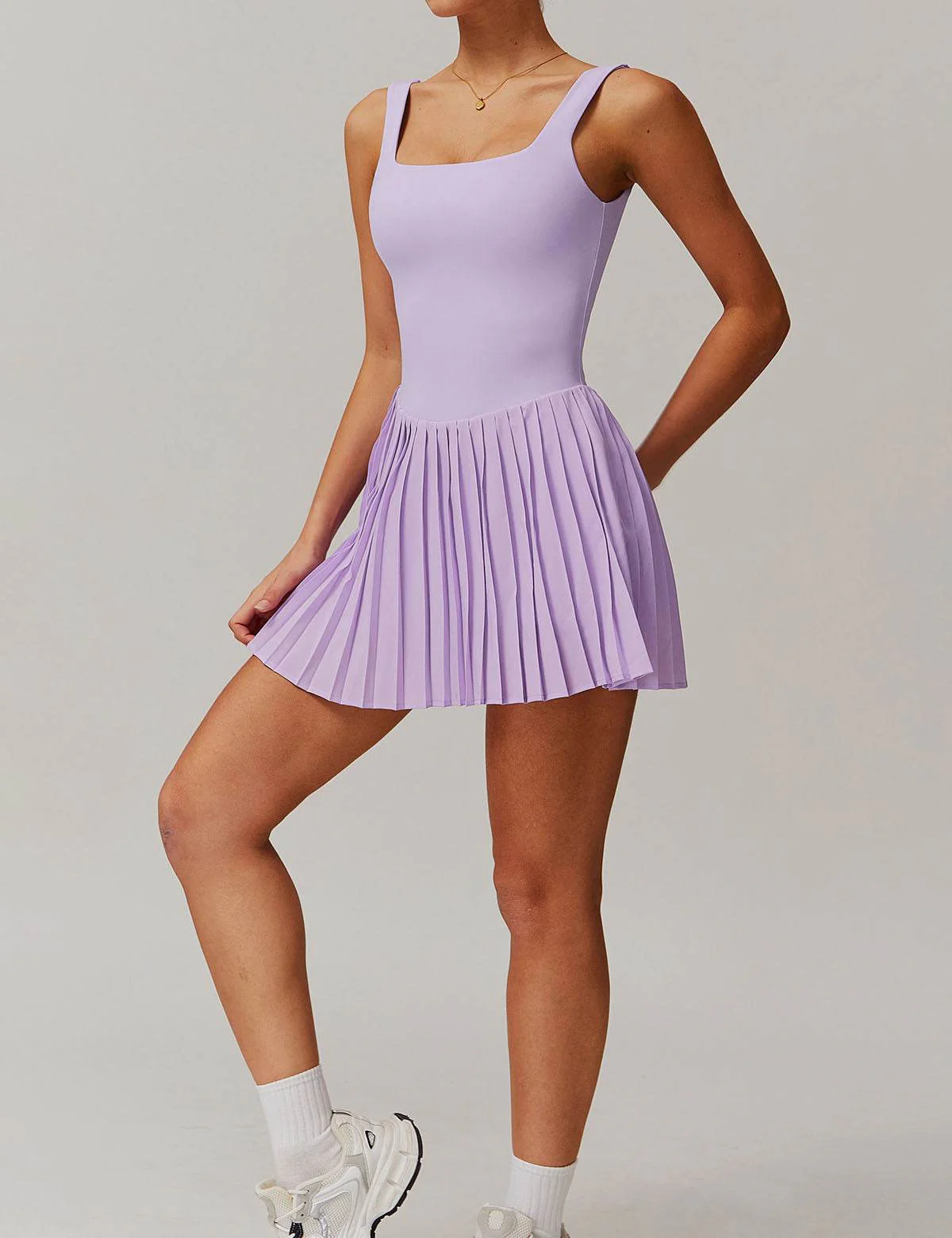 One Piece Tennis Dress with Shorts and Hidden Pockets - Artadvier